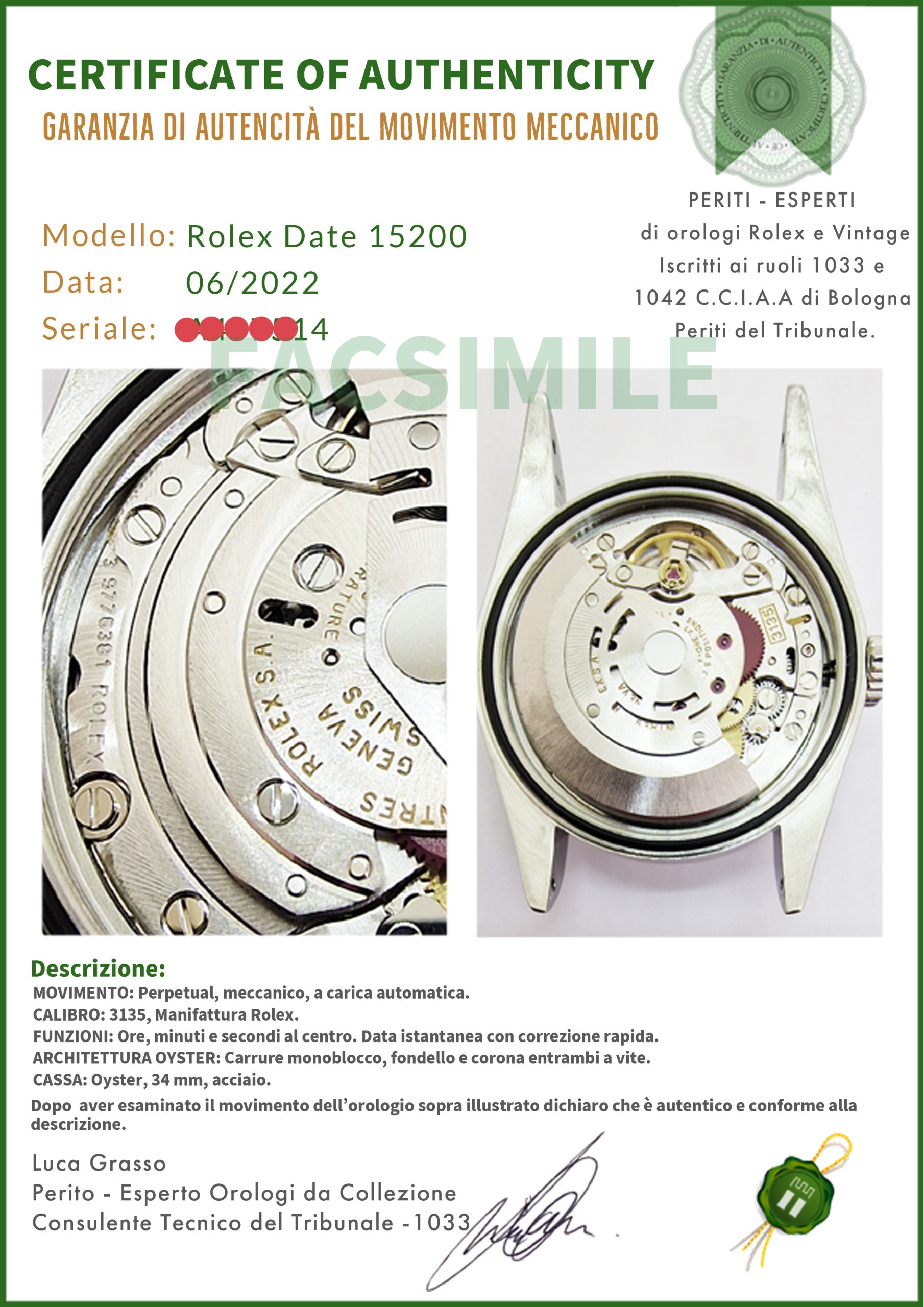 Rolex Date 34 Bianco Oyster 15200 White Milk Romani - immagine 6