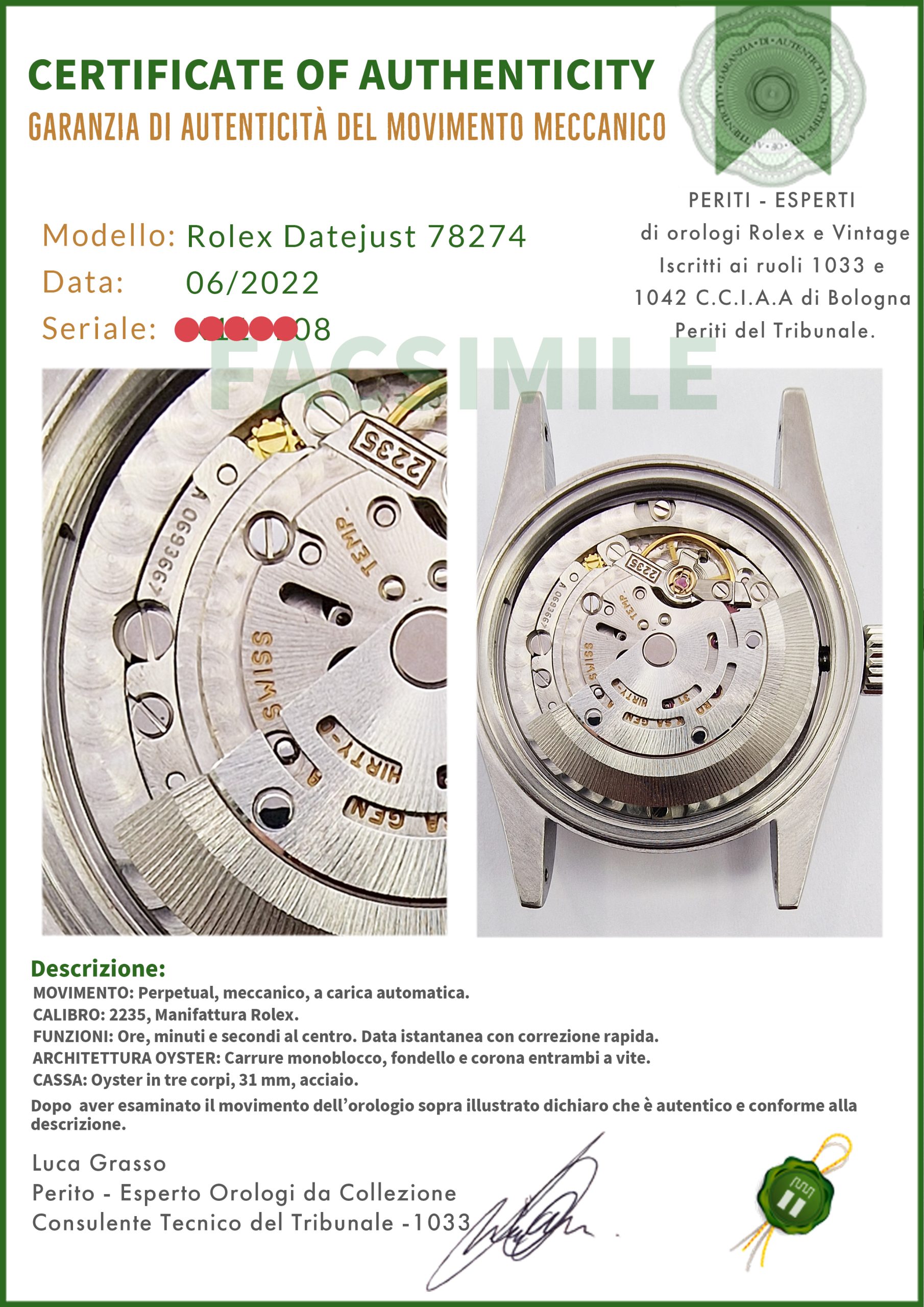 Rolex Datejust 31 Nero Jubilee 78274 Royal Black Onyx - immagine 6
