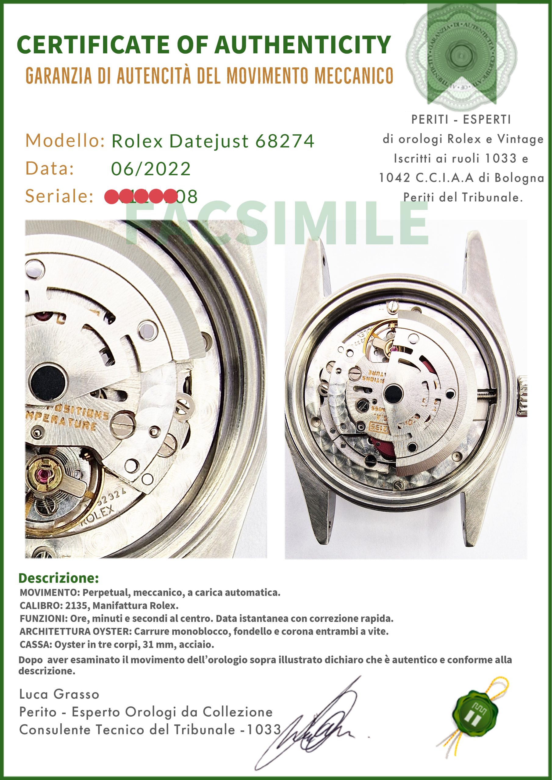 Rolex Datejust 31 Bianco Jubile 68274 White Milk Romani - immagine 7