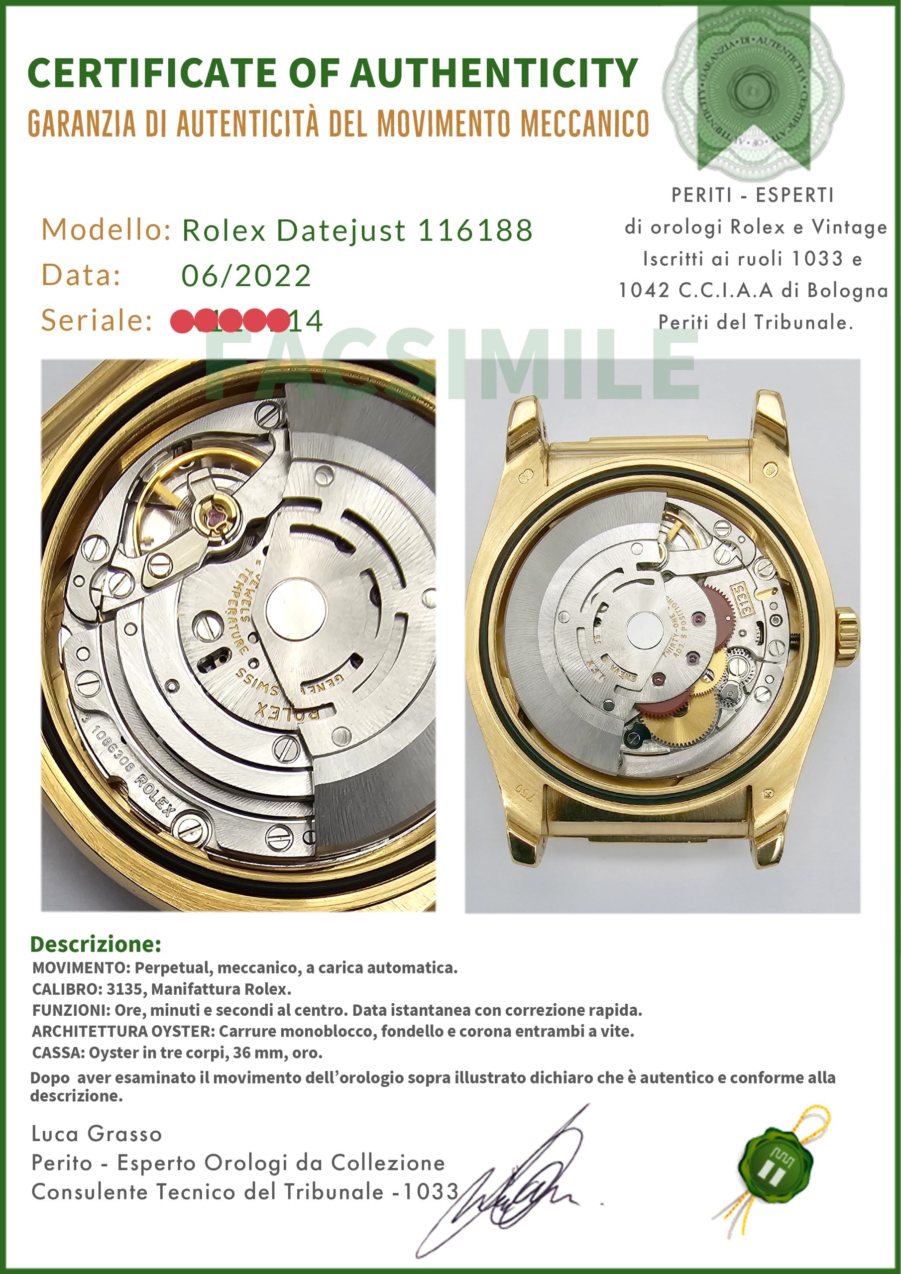 Rolex Datejust 36 Oro 116188 Quadrante MOP Diamanti e Ghiera Diamanti - immagine 6