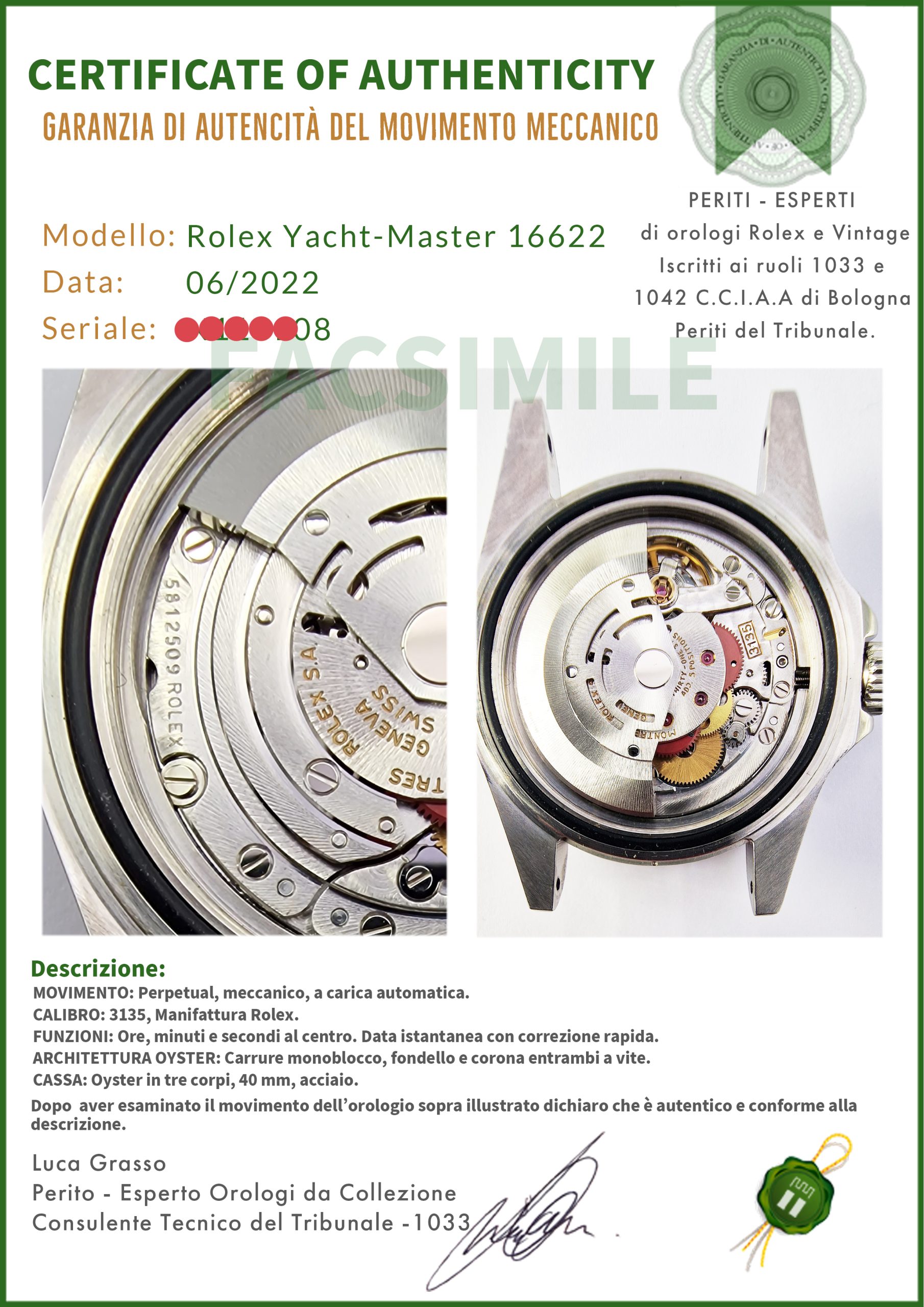 Rolex Yacht Master 40 16622 Oyster Quadrante Platino - immagine 7