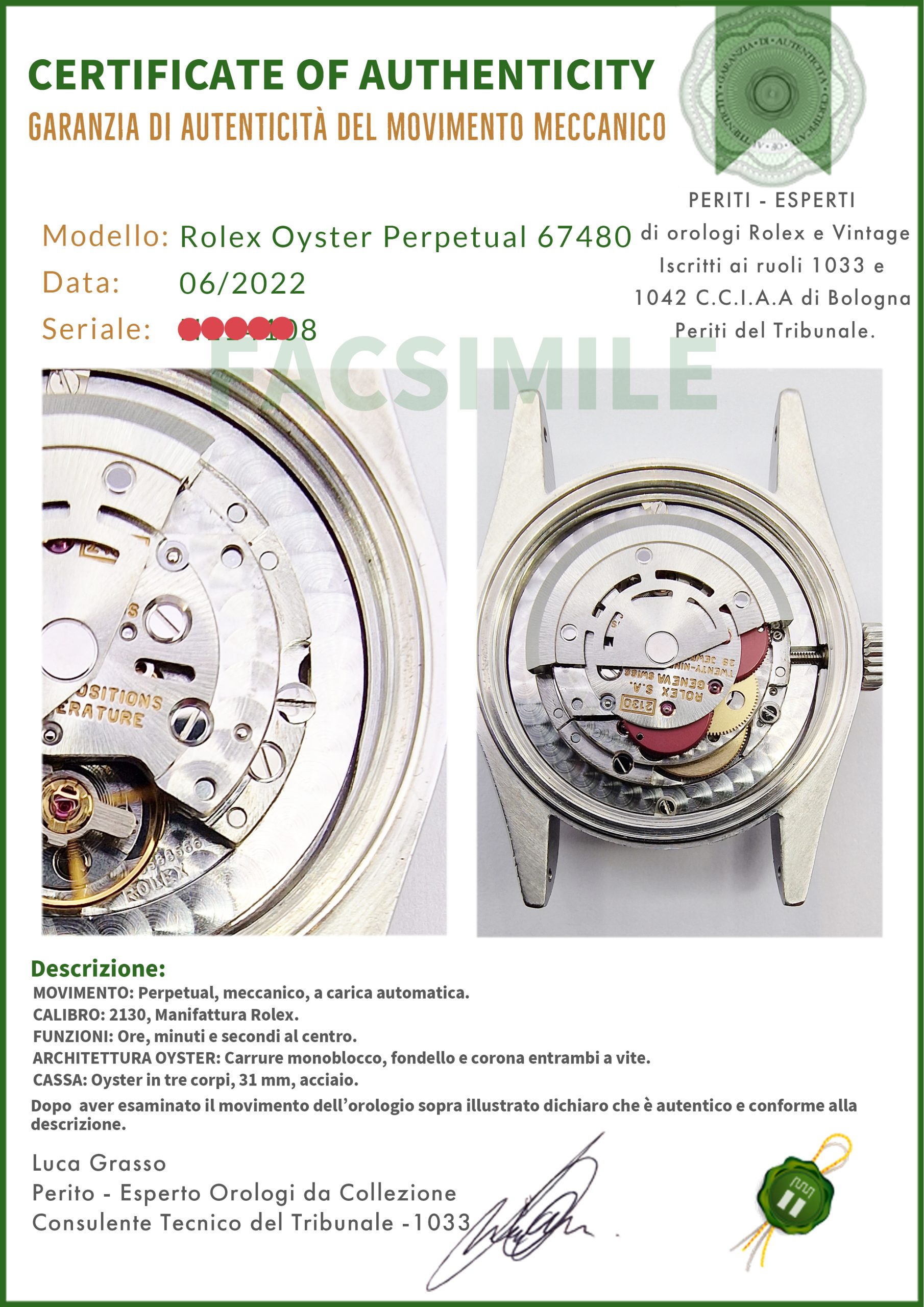 Rolex Oyster Perpetual 31 67480 Nero Oyster Royal Black Onyx - immagine 6