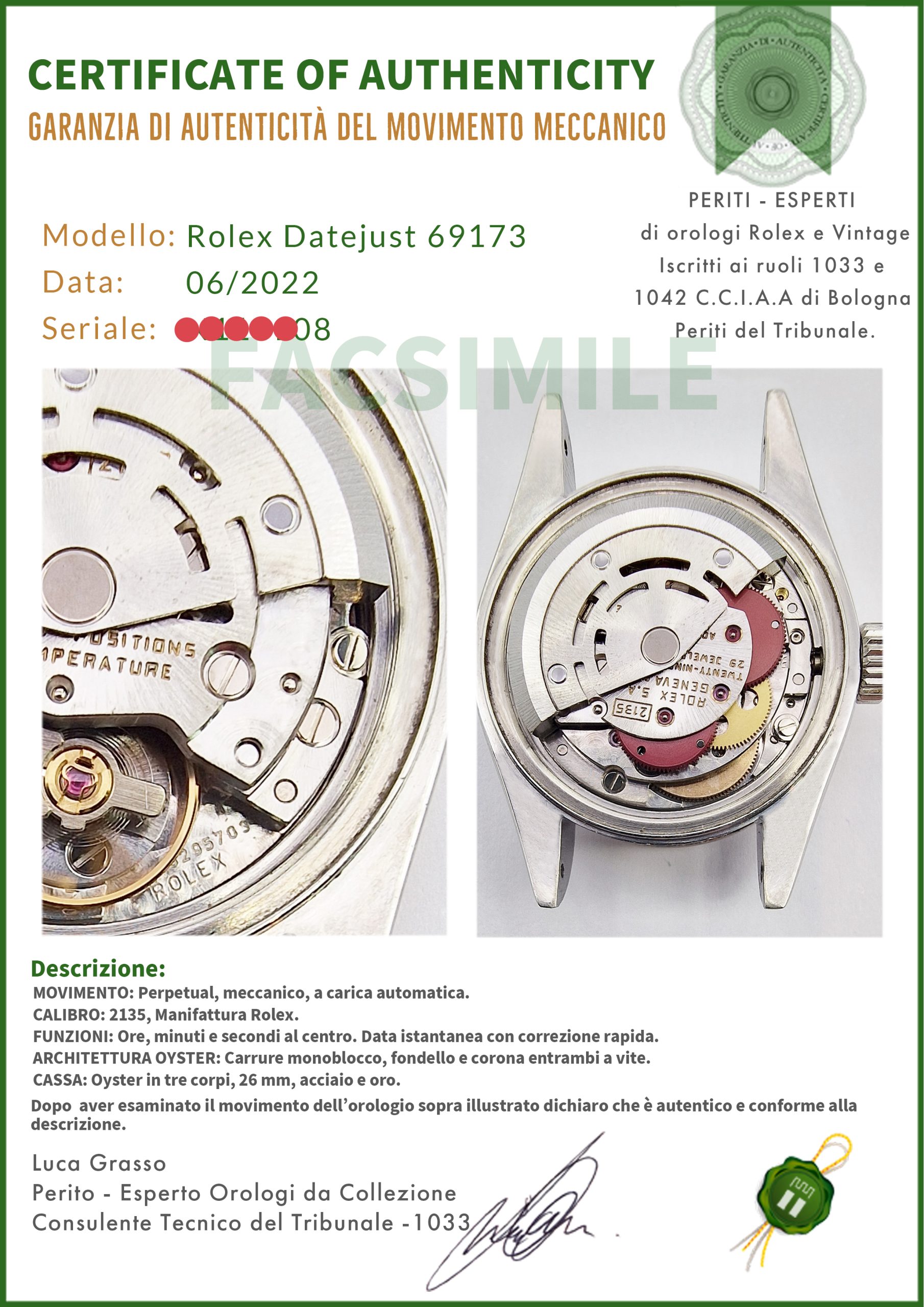 Rolex Datejust Lady 26 Champagne Jubilee 69173 Crissy - immagine 6