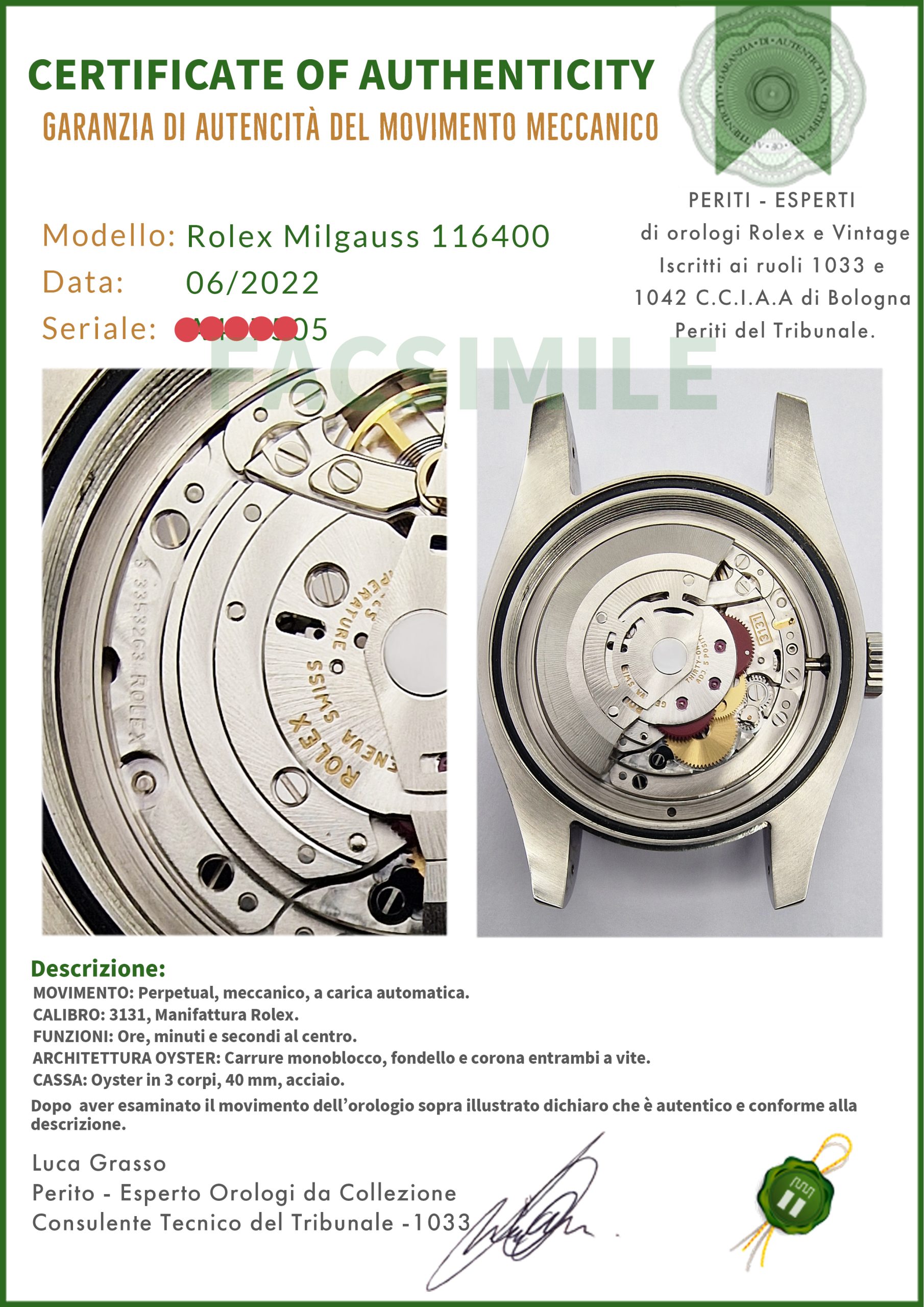 Rolex Milgauss 116400 Oyster Quadrante Nero - immagine 6