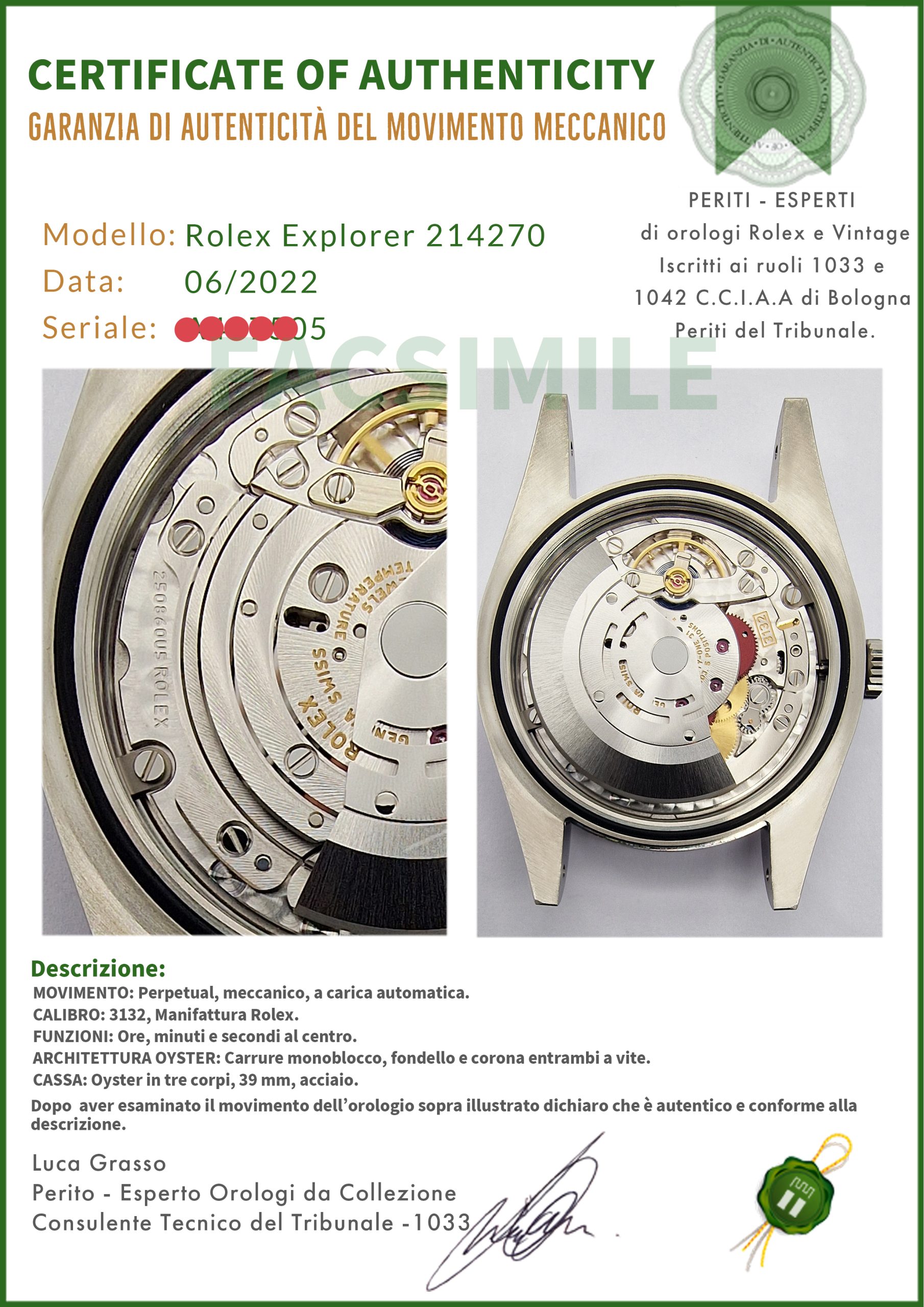 Rolex Explorer 39 214270 Oyster Quadrante Nero Mark II - immagine 6