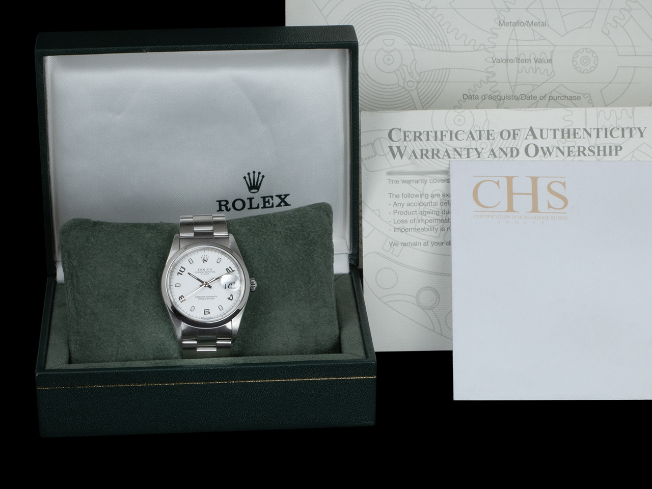 Rolex Date 34 Bianco Oyster 15200 White Milk Arabi - immagine 5