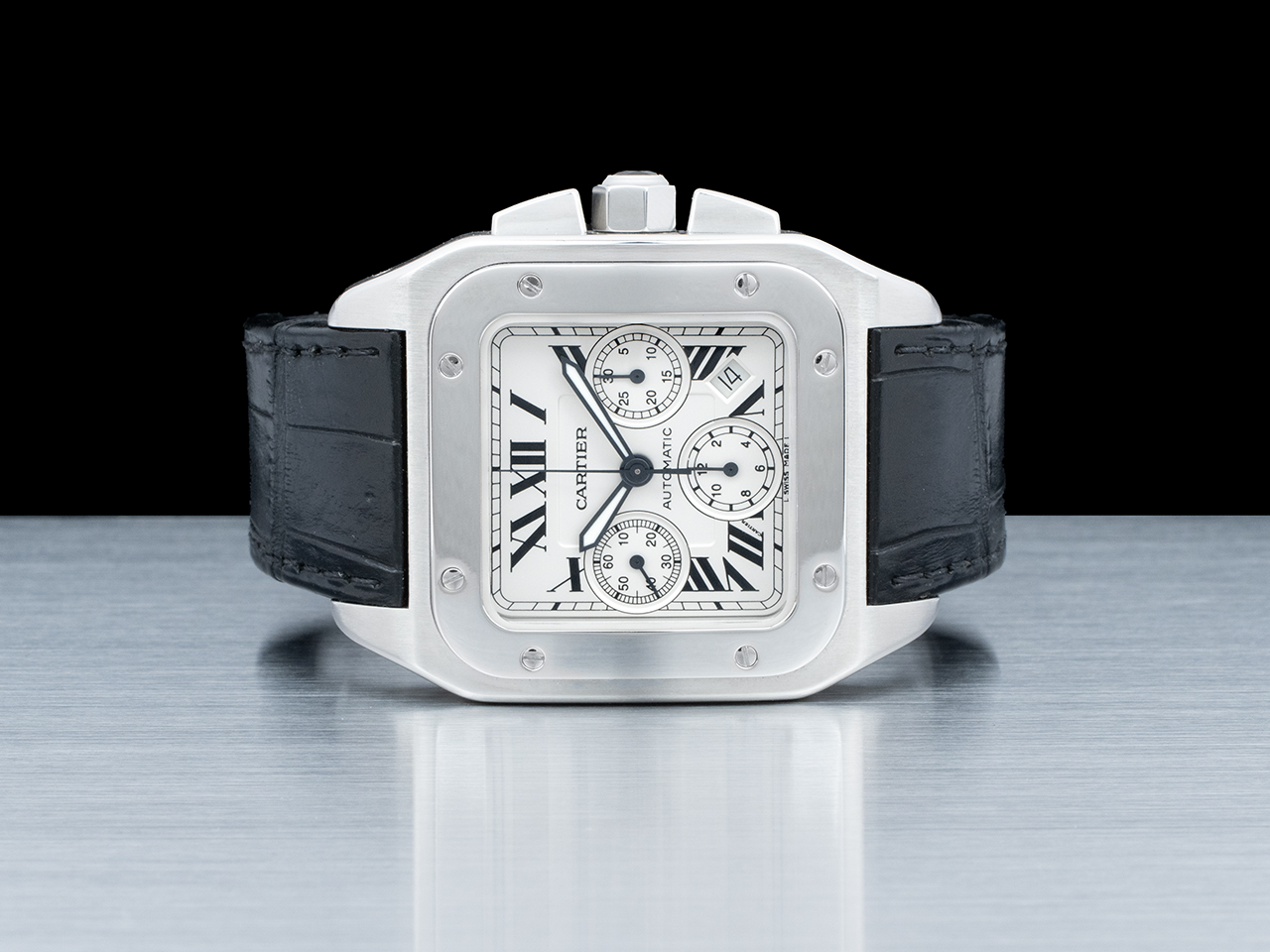 Cartier Santos 100 XL Chrono 2740 Quadrante Argento Romani - immagine 3
