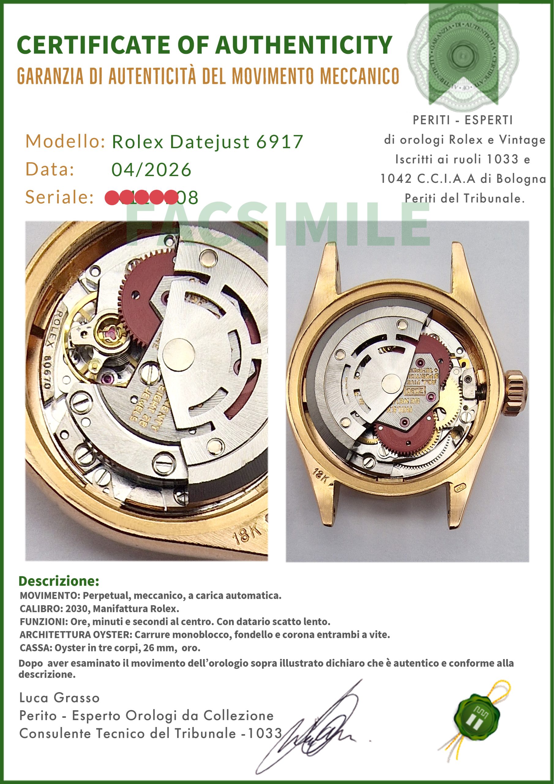 Rolex Datejust Lady 26 Oro Rosa Oyster 6917 Quadrante Rosé - immagine 6