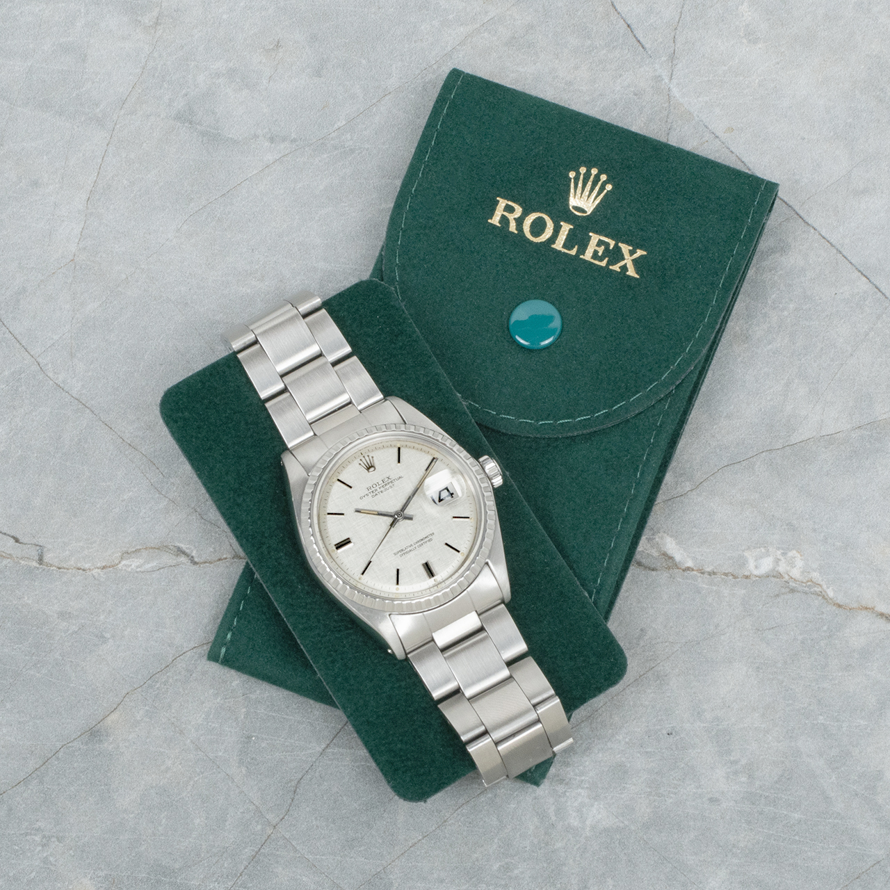 Rolex Datejust 36 Argento Linen Oyster 1603 Heavenly Horses - immagine 5