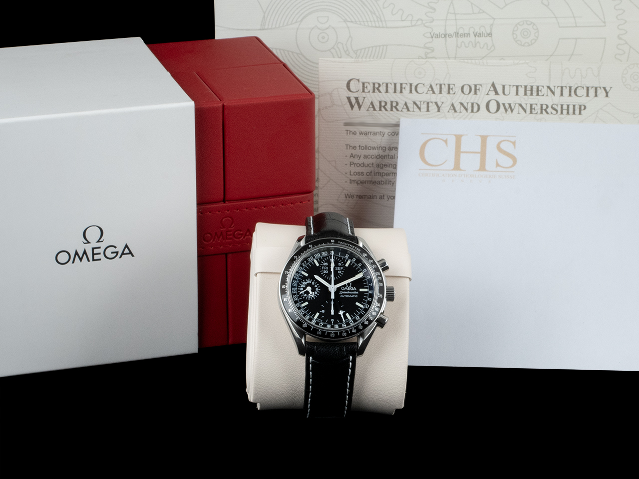 Omega Speedmaster Day-Date Triplo Calendario 3820.50.26 Quadrante Nero - immagine 5