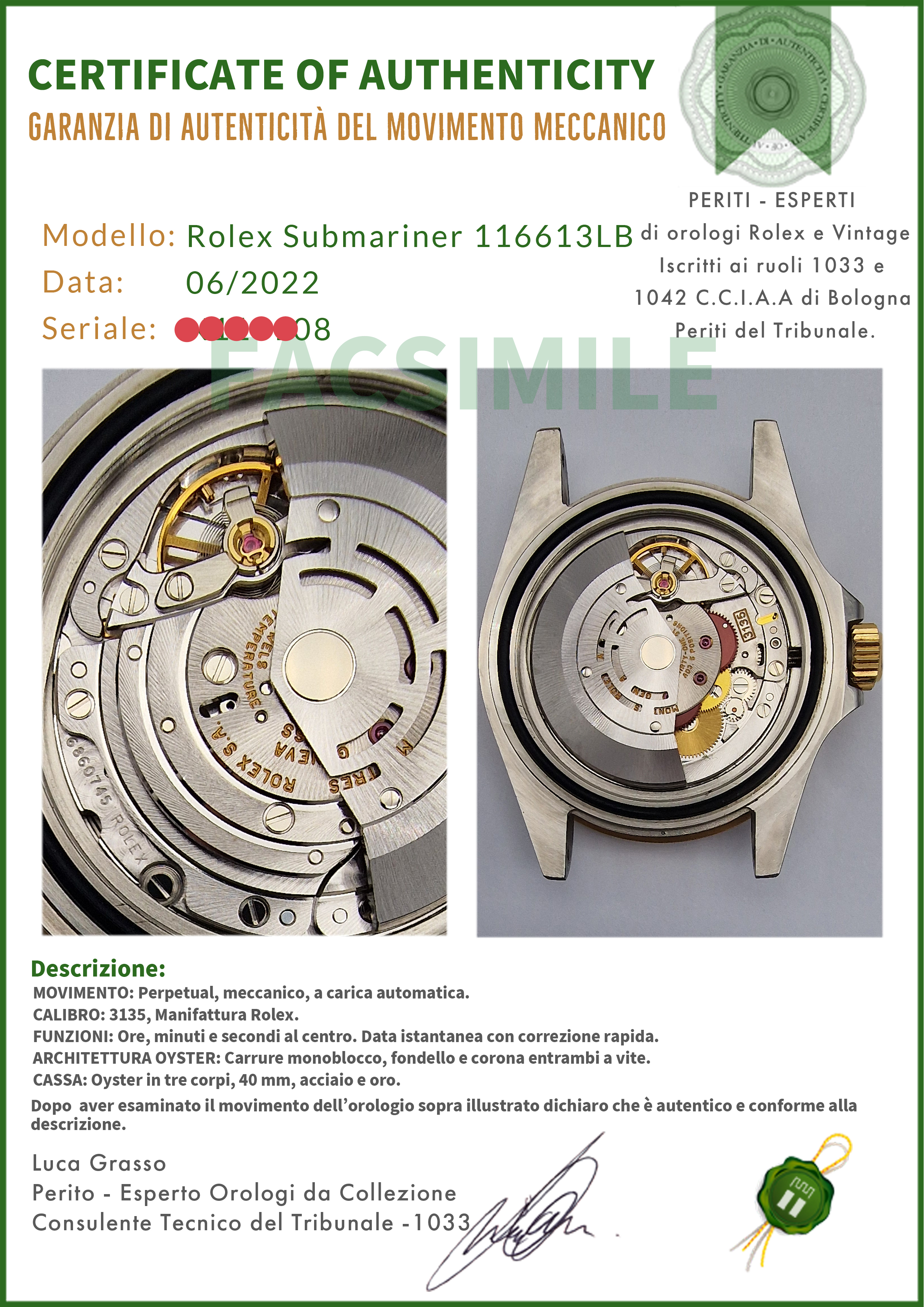 Rolex Submariner Date 116613LB Oyster Quadrante Blu - immagine 7