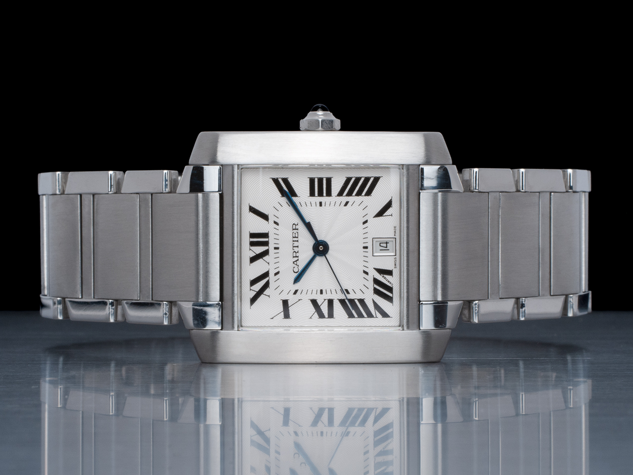 Cartier Tank Francaise LM Automatico 2302 Quadrante Argento Romani - immagine 3